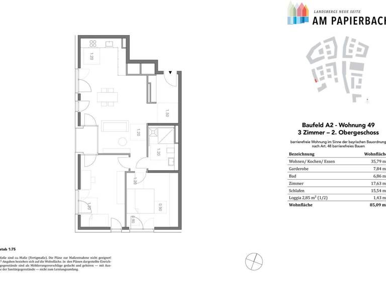 Wohnung zum Kauf - Erstbezug provisionsfrei 599.900 € 3 Zimmer 85,1 m² 2. Geschoss Landsberg Landsberg am Lech 86899
