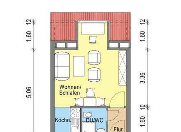 Studio zur Miete 275 € 1 Zimmer 22,4 m² 5. Geschoss frei ab 08.03.2026 Goethestr. 50 Offenbach am Main 63067
