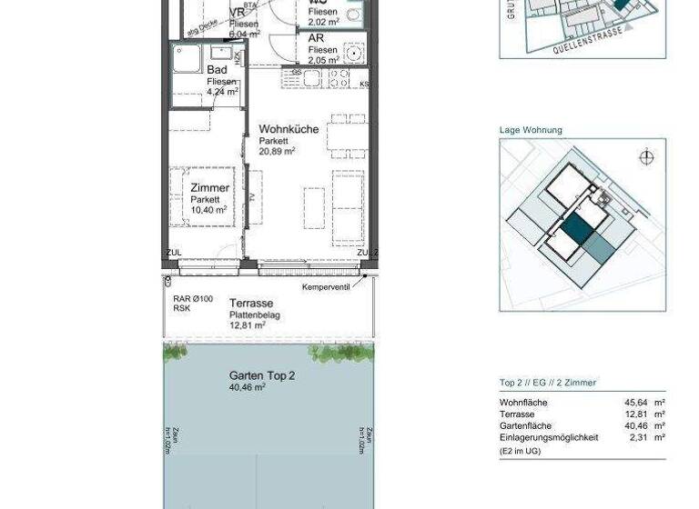Wohnung zum Kauf - Erstbezug provisionsfrei 269.225 € 2 Zimmer 45,6 m² EG Guntramsdorfer Straße 2c Mödling 2340