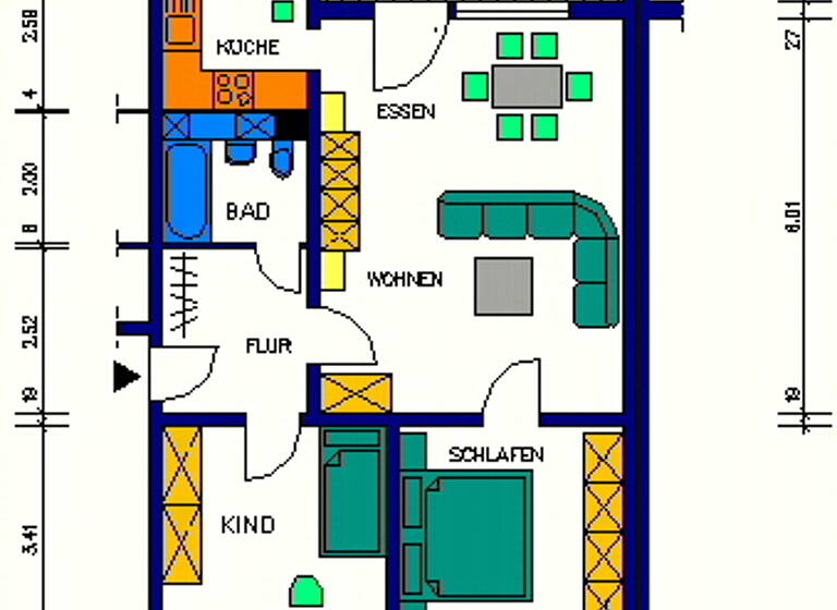 Wohnung zur Miete 378 € 3 Zimmer 69,2 m² 5. Geschoss Am Moosbach 13 Marienberg 09496