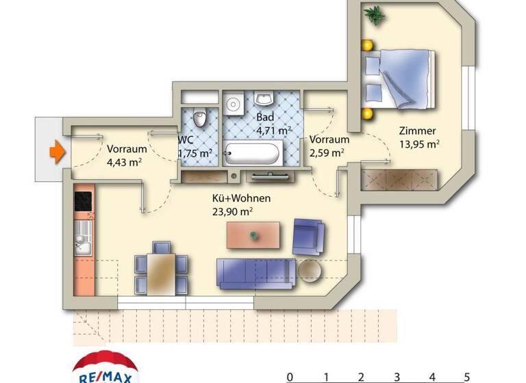 Wohnung zur Miete 431 € 2 Zimmer 51,5 m² 1. Geschoss frei ab 01.05.2026 Alte Reichsstraße 51 Wildon 8410
