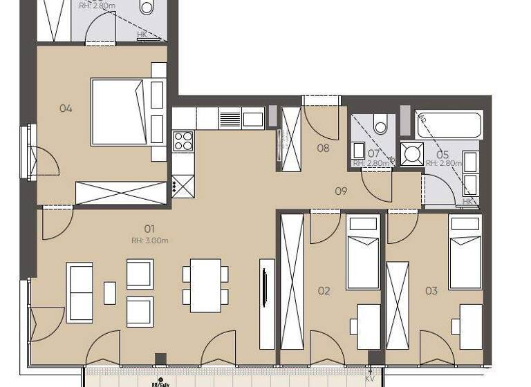 Wohnung zur Miete - Erstbezug 2.085 € 4 Zimmer 87,9 m² 7. Geschoss Wien 1090