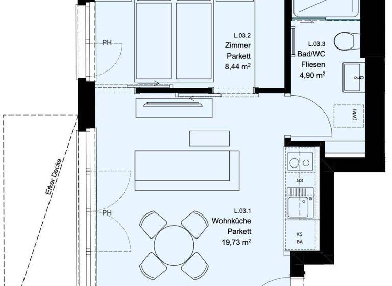 Wohnung zum Kauf - Erstbezug 194.900 € 2 Zimmer 33,1 m² 1. Geschoss Leebgasse Wien 1100