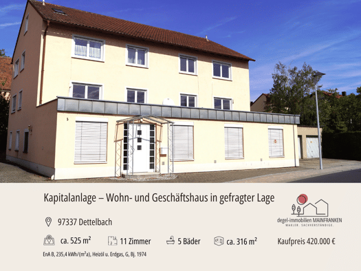 Mehrfamilienhaus zum Kauf 420.000 € 11 Zimmer 316 m² 525 m² Grundstück frei ab sofort Dettelbach Dettelbach 97337