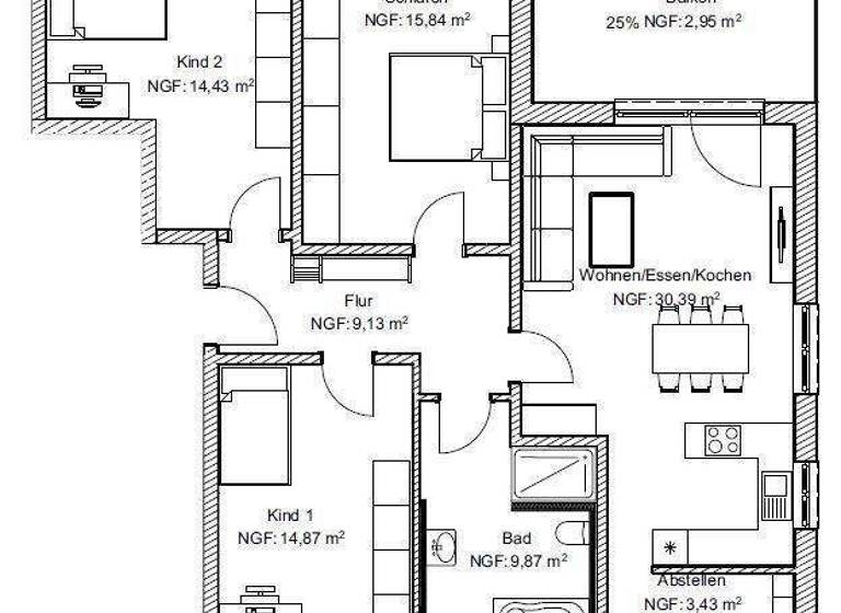 Wohnung zum Kauf provisionsfrei als Kapitalanlage geeignet 555.000 € 4 Zimmer 100,9 m² Rosenstraße Nordendorf 86695