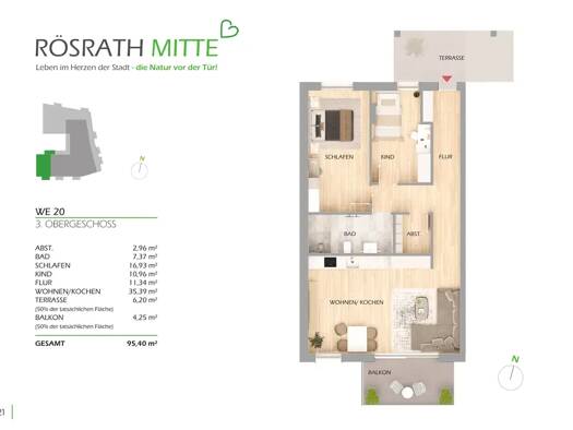 Wohnung zum Kauf provisionsfrei 549.900 € 3 Zimmer 95,4 m² 3. Geschoss Hoffnungsthal Rösrath 51503