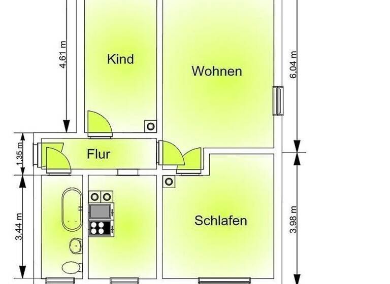 Wohnung zur Miete 299 € 3 Zimmer 56,1 m² 4. Geschoss frei ab sofort Straße des Friedens 10 Nossen 01683