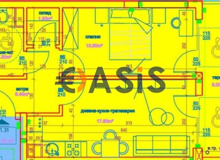 Studio zum Kauf provisionsfrei 79.100 € 2 Zimmer 67 m² 6. Geschoss ulica "Zdrave" 1 Bourgas 8000