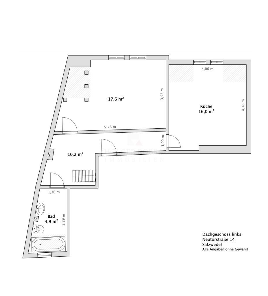 Wohnung zur Miete 406 € 2 Zimmer 84,6 m²<br/>Wohnfläche Neutorstraße 14 Salzwedel Salzwedel 29410