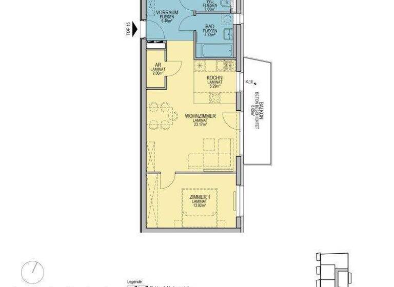 Wohnung zur Miete - Erstbezug 733 € 2 Zimmer 57,4 m² 2. Geschoss Stadionstraße Wiener Neustadt 2700