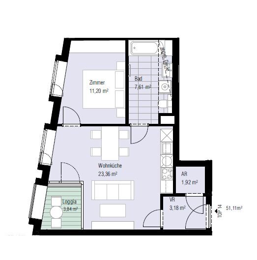 Wohnung zum Kauf 511.100 € 2 Zimmer 51,1 m²<br/>Wohnfläche Wien 1060