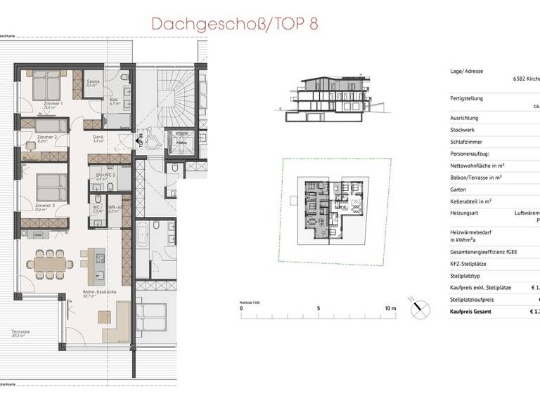 Penthouse zum Kauf - Erstbezug 1.726.800 € 4 Zimmer 111,3 m² Kirchdorf in Tirol 6382