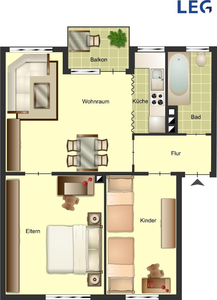 Wohnung zur Miete 369 € 3 Zimmer 47,5 m²<br/>Wohnfläche 2.<br/>Geschoss Styrumer Straße 84 A Obermeiderich Duisburg 47138