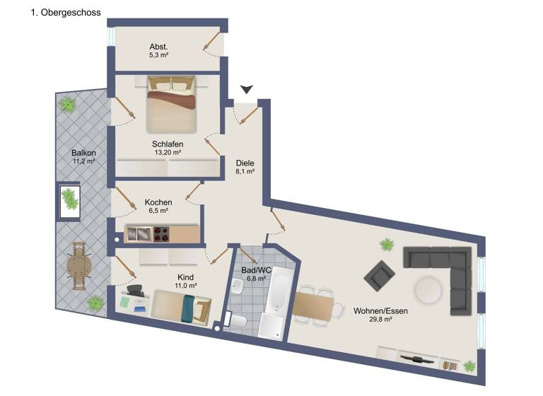 Wohnung zum Kauf 168.000 € 3 Zimmer 81 m²<br/>Wohnfläche Beckum Beckum 59269
