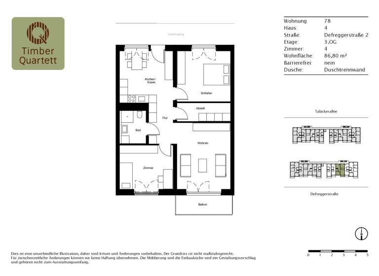 Wohnung zur Miete 611 € 4 Zimmer 86,8 m² 3. Geschoss Defreggerstraße 2 Künzelsau 74653