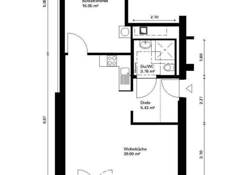 Wohnung zur Miete 463 € 2 Zimmer 56,4 m² 10. Geschoss Offenburger Str. 9 Schönau Leipzig 04209