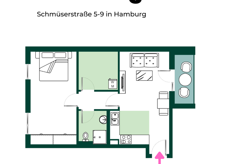 Wohnung zur Miete - Erstbezug 1.278 € 2 Zimmer 52,6 m² 1. Geschoss frei ab sofort Schmüserstraße 5-9 Wandsbek Hamburg 22041