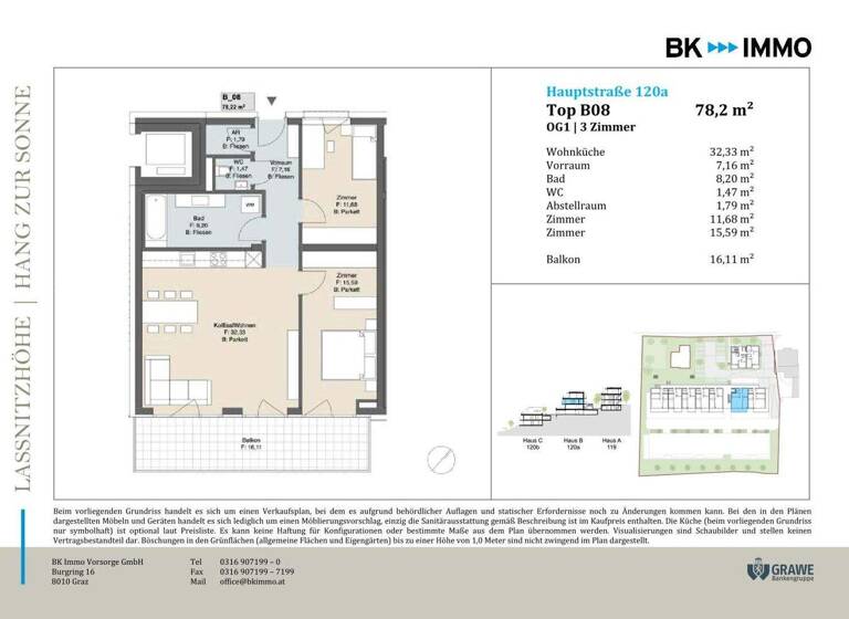 Wohnung zum Kauf - Erstbezug 398.000 € 3 Zimmer 78,2 m² 1. Geschoss Hauptstraße Laßnitzhöhe 8301
