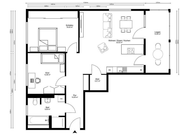 Wohnung zur Miete - Erstbezug 1.050 € 3 Zimmer 87 m² 1. Geschoss frei ab 01.07.2026 Ruselbergstraße 63 Mietraching Deggendorf 94469