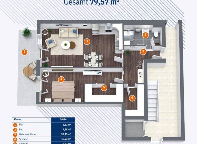 Wohnung zum Kauf provisionsfrei 385.915 € 2 Zimmer 79,6 m² 1. Geschoss Buckau Magdeburg / Buckau 39104