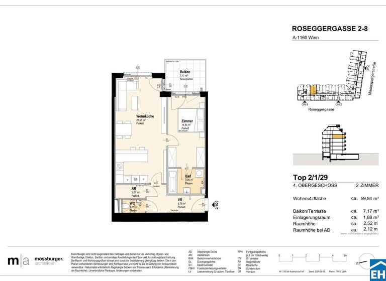 Wohnung zum Kauf - Erstbezug 366.900 € 2 Zimmer 59,8 m² 4. Geschoss Roseggergasse Wien 1160