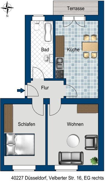 Wohnung zur Miete 621 € 2 Zimmer 52,7 m²<br/>Wohnfläche 01.03.2025<br/>Verfügbarkeit Velberter Str. 16 Oberbilk Düsseldorf 40227