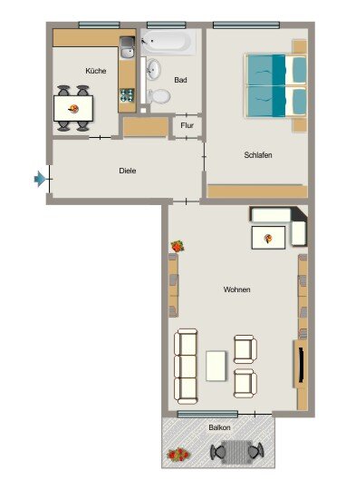 Wohnung zur Miete 397 € 2,5 Zimmer 61 m²<br/>Wohnfläche EG<br/>Geschoss 01.04.2025<br/>Verfügbarkeit Kirchstraße 3 Alt-Walsum Duisburg 47178