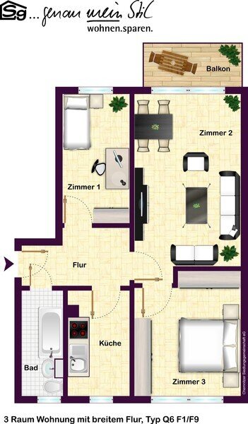 Wohnung zur Miete 348 € 3 Zimmer 58 m²<br/>Wohnfläche 2.<br/>Geschoss 23.12.2024<br/>Verfügbarkeit Albert-Schweitzer-Straße 10 Altendorf 924 Chemnitz 09116