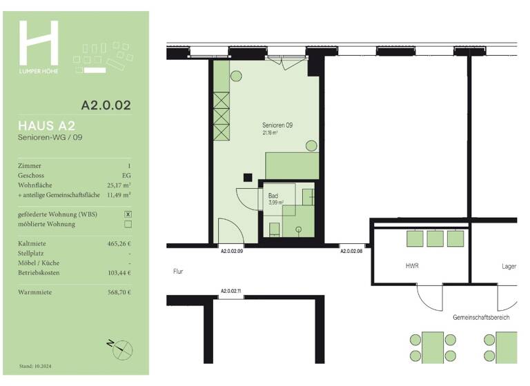 Studio zur Miete - Erstbezug 465 € 1 Zimmer 25,2 m² frei ab sofort Lumper Höhe 2/1 Innenstadt Ravensburg 88212
