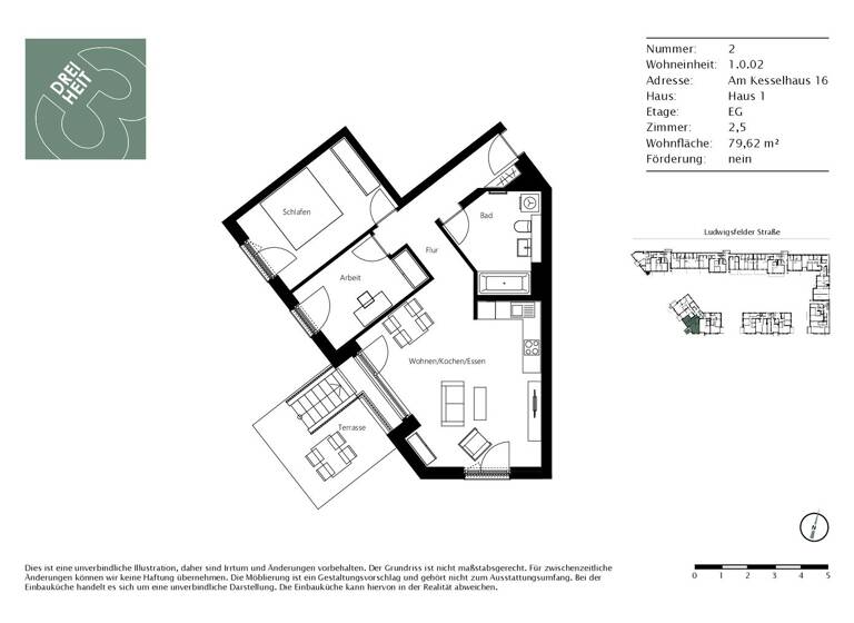 Wohnung zur Miete 1.785 € 2,5 Zimmer 79,6 m² EG Am Kesselhaus 16 Allach-Untermenzing München 80999