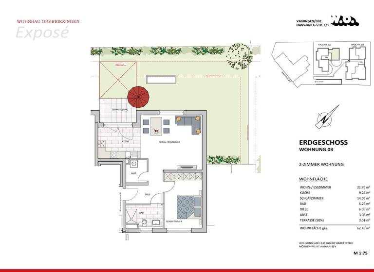 Wohnung zum Kauf - Erstbezug provisionsfrei 357.900 € 2 Zimmer 62,5 m² Hans-Krieg-Straße 1/1 Vaihingen an der Enz 71665