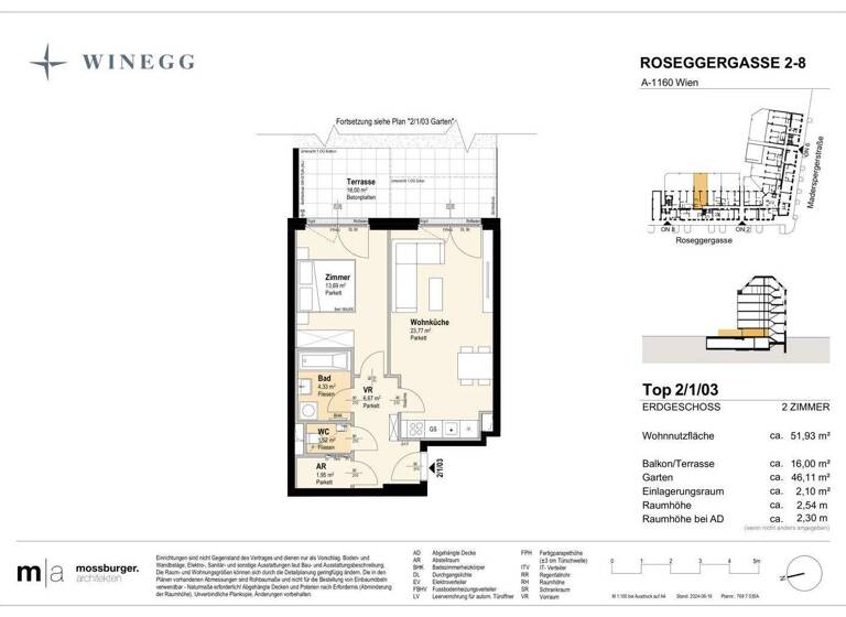 Wohnung zum Kauf - Erstbezug 296.300 € 2 Zimmer 52 m² EG Roseggergasse 2-8 Wien 1160