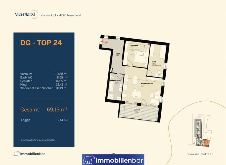 Wohnung zum Kauf - Erstbezug 3 Zimmer 76,8 m² 3. Geschoss Neumarkt im Hausruckkreis 4720