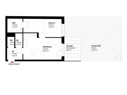 Wohnung zur Miete 741 € 2 Zimmer 47,4 m² EG frei ab 01.10.2026 Am langen Felde 44 Wien 1220