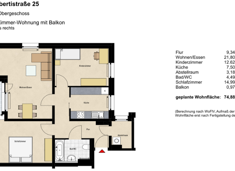 Wohnung zur Miete 771 € 3 Zimmer 74,9 m² 5. Geschoss frei ab 01.05.2026 Albertistr. 25 Hochfeld-Steinberg Schweinfurt 97422