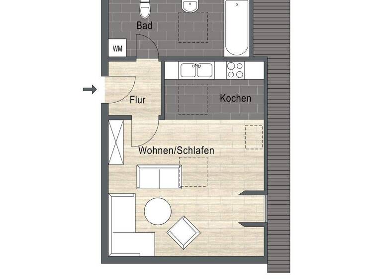 Studio zur Miete 562 € 1 Zimmer 36,8 m² 4. Geschoss frei ab 01.07.2026 Semmelweisstraße 2 Friedrichstadt Dresden 01159