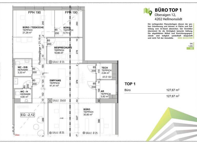 Bürogebäude zur Miete - Erstbezug 1.277 € 127,7 m² Bürofläche Oberaigen 12 Hellmonsödt 4202