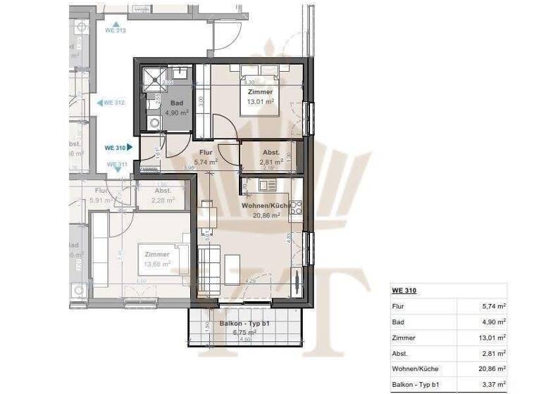 Wohnung zur Miete - Erstbezug 820 € 2 Zimmer 50,7 m² 2. Geschoss Biesenthal 16359