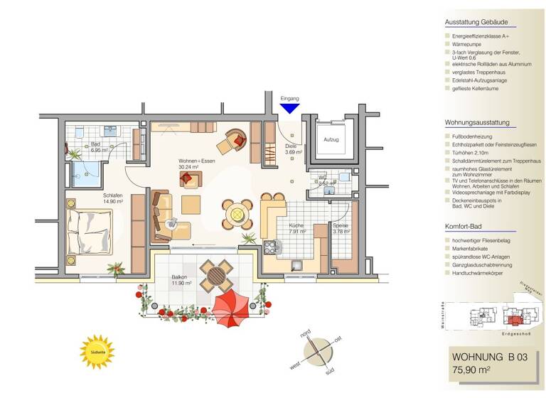 Wohnung zum Kauf - Erstbezug provisionsfrei 494.000 € 2 Zimmer 76 m² 1. Geschoss Weinstraße 71 Hambach Neustadt an der Weinstraße 67434