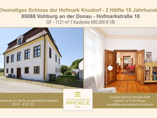 Schloss zum Kauf 690.000 € 202,3 m² 1.121 m² Grundstück Knodorf Vohburg an der Donau 85088