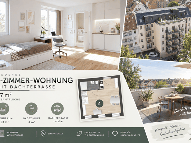 Wohnung zur Miete - Erstbezug 735 € 1 Zimmer 27 m² frei ab sofort St Johannis Nürnberg 90419
