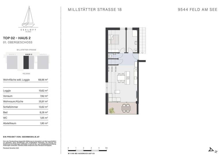 Wohnung zum Kauf provisionsfrei 690.000 € 2 Zimmer 69 m² 1. Geschoss Millstätterstrasse 18 Feld am See 9544