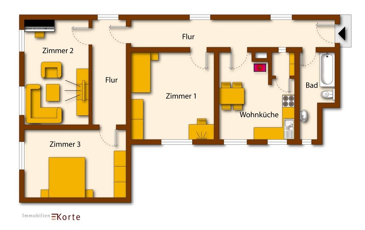 Wohnung zur Miete 790 € 3 Zimmer 98 m²<br/>Wohnfläche 1.<br/>Geschoss ab sofort<br/>Verfügbarkeit Theodorstraße 27 Paderborn - Kernstadt Paderborn 33102