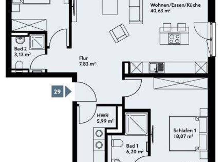 Wohnung zum Kauf - Erstbezug provisionsfrei 589.000 € 3 Zimmer 100,5 m² 1. Geschoss Gartenstadt Vahr Bremen 28329