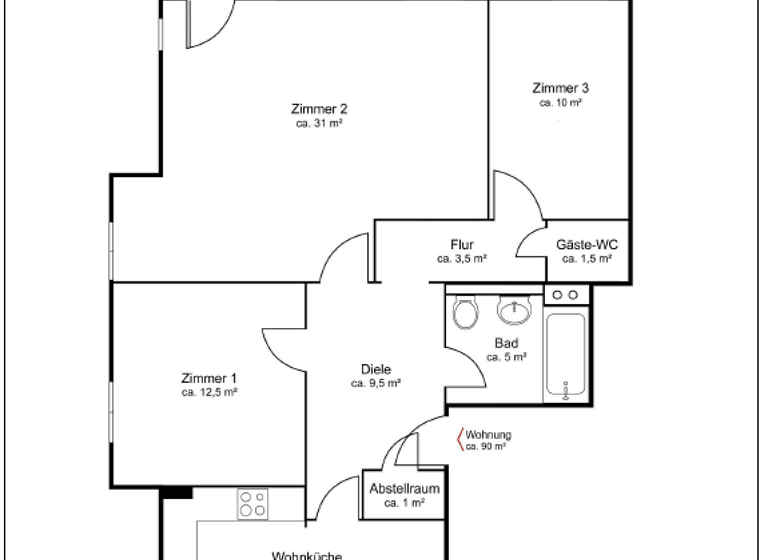 Wohnung zur Miete 1.575 € 3 Zimmer 90 m² frei ab 01.05.2026 Lokstedt Hamburg 22529