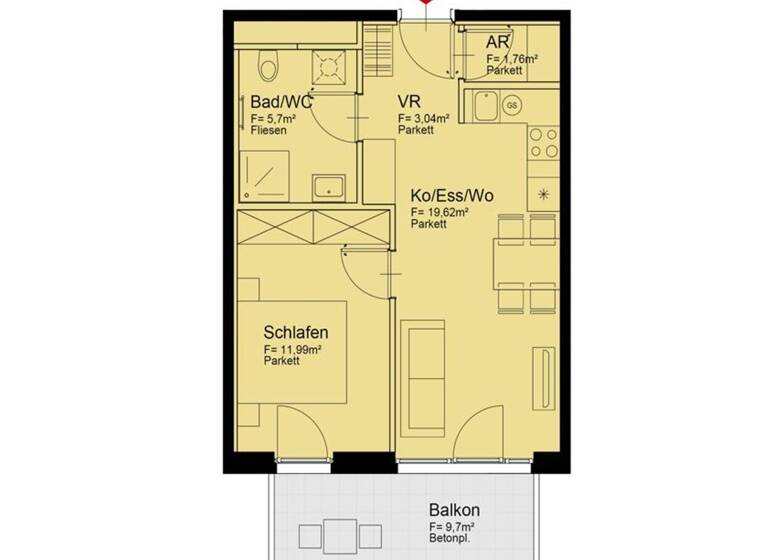 Wohnung zur Miete 734 € 2 Zimmer 3. Geschoss frei ab 01.08.2026 Am langen Felde Wien 1220