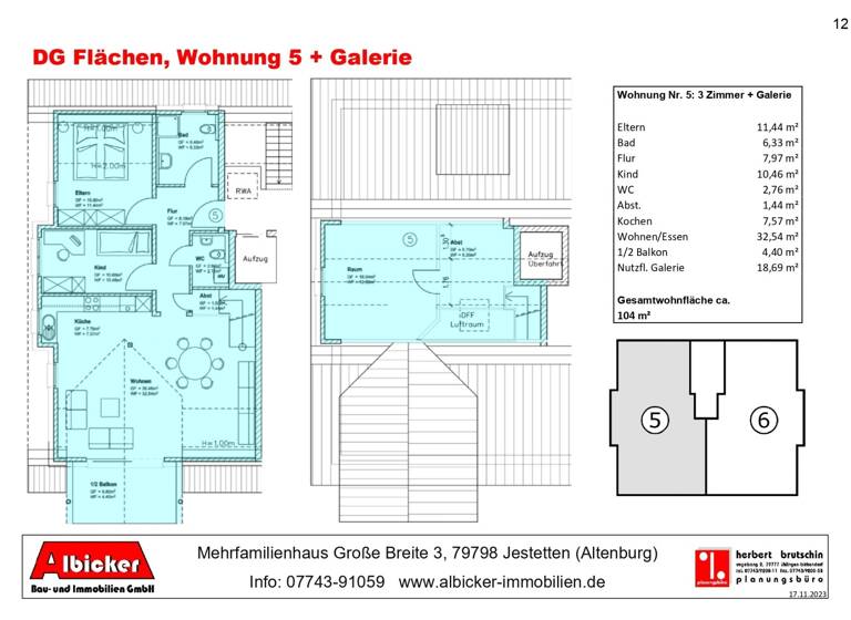 Wohnung zum Kauf provisionsfrei 436.800 € 4 Zimmer 104 m²<br/>Wohnfläche 3.<br/>Geschoss Große Breite 3 Altenburg Jestetten-Altenburg 79798