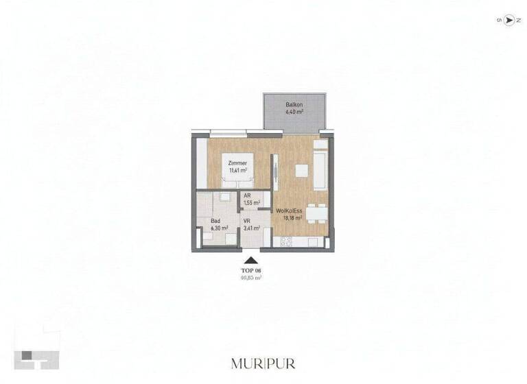 Wohnung zum Kauf - Erstbezug 208.049 € 2 Zimmer 40,9 m² 1. Geschoss Lagergasse Gries Graz,05.Bez.:Gries 8020