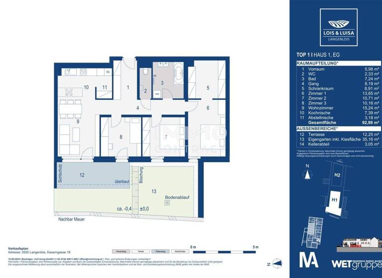 Wohnung zum Kauf - Erstbezug provisionsfrei 239.000 € 2 Zimmer 50,6 m² EG Langenlois 3550