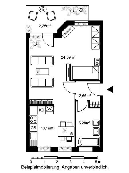 Wohnung zur Miete 441 € 1,5 Zimmer 43,8 m²<br/>Wohnfläche EG<br/>Geschoss Schachtstraße 8 Bergkirchenviertel Wiesbaden 65183